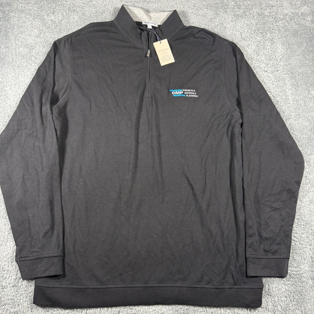 NWT Peter Millar Crown Comfort Pullover 1/4 Zip Mens XXL Black CMP Logo - Picture 1 of 7
